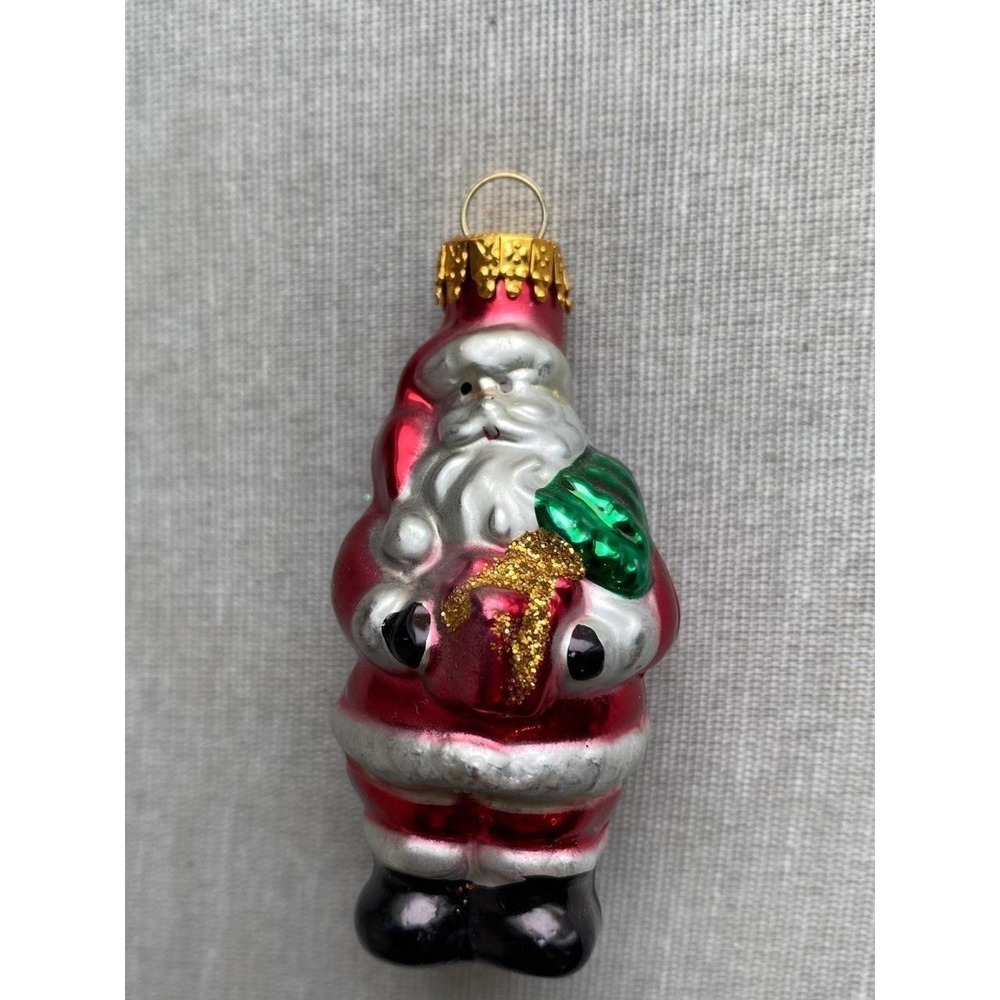 C & D Blown Glass Ornament Santa Claus Mini 2.5" Christmas Holiday Figure sku25